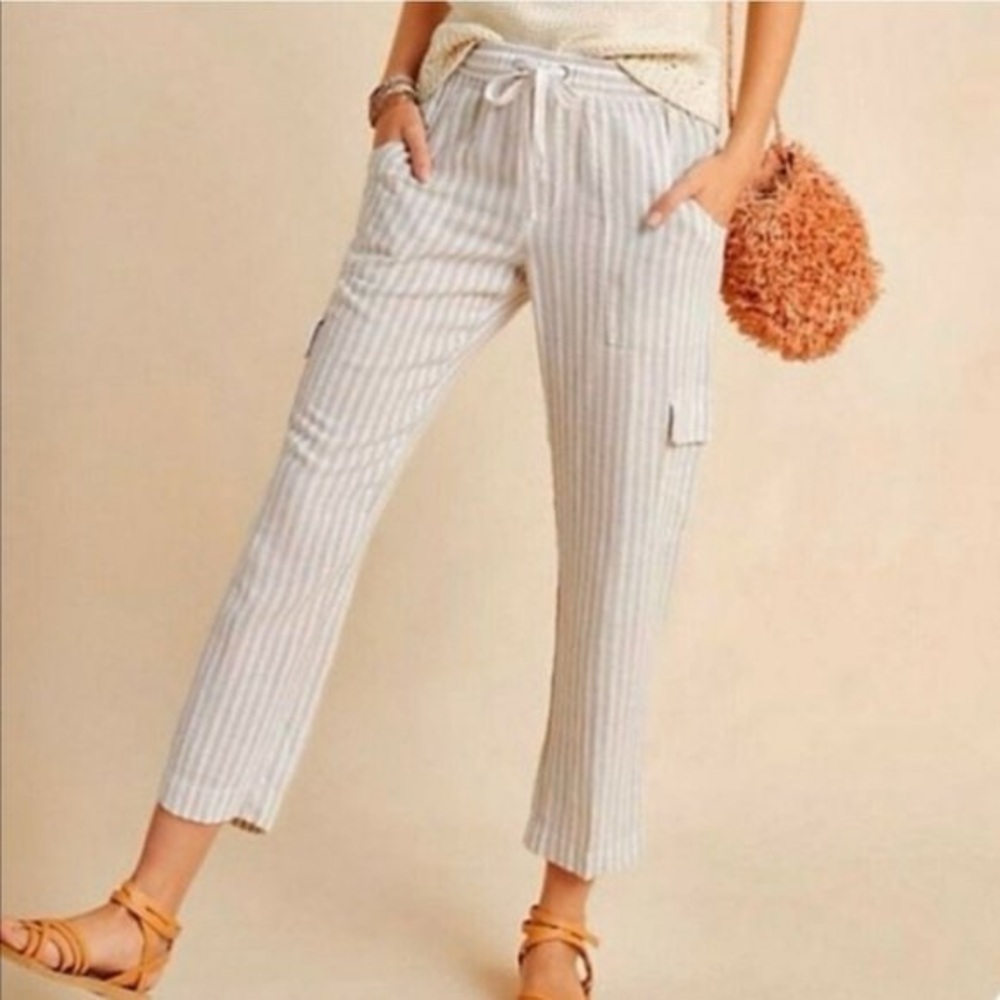 NWT Anthropologie x Sanctuary Women’s Pull On Striped Linen Blend Bottoms - M - Picture 1 of 8